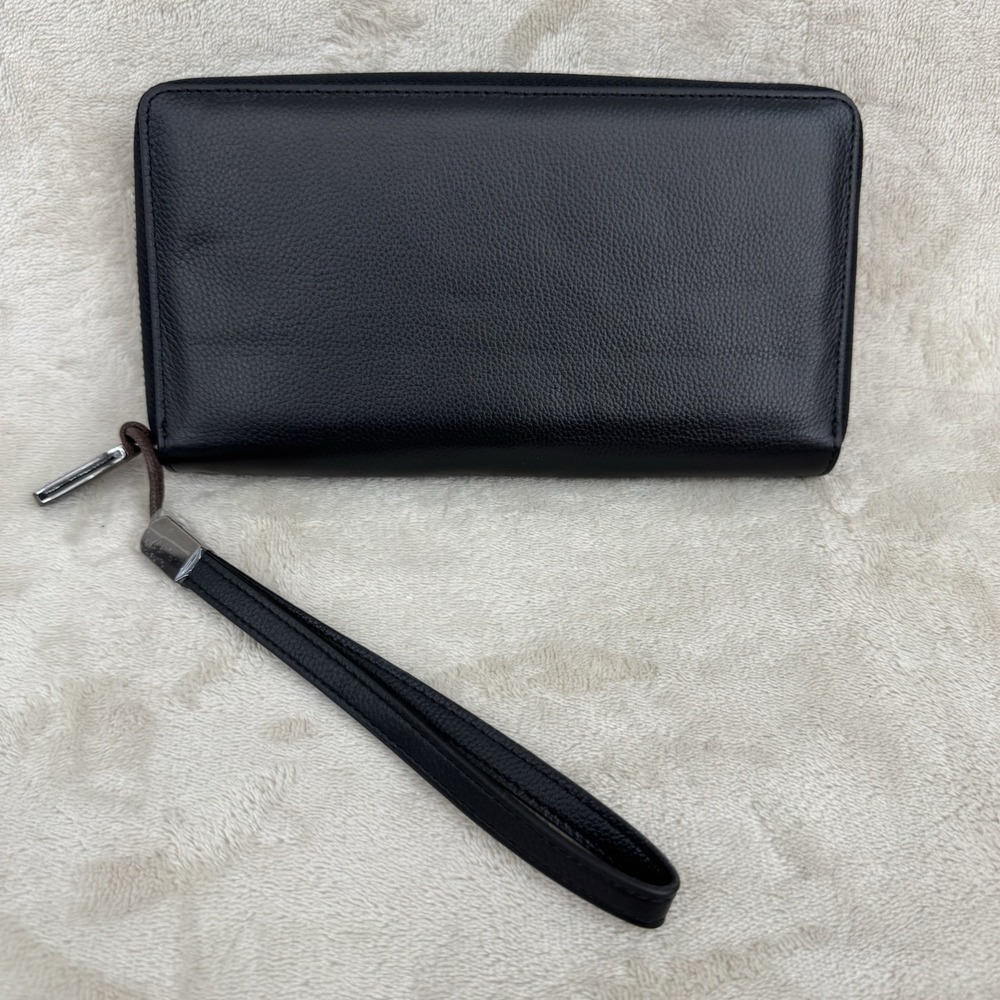BVEYZI Leather Ziparound Wallet w/Wrist Strap RFID Blocking Multi Card Slots NEW